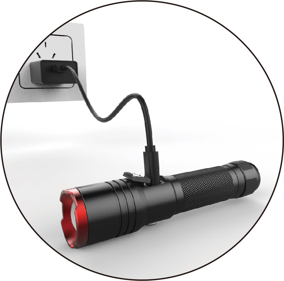 S51RF 1*14500 USB Focus Flashlight