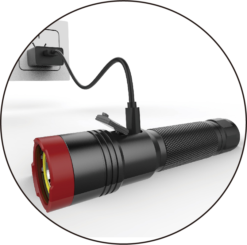 S81R-COB 1*18650 USB Flashlight