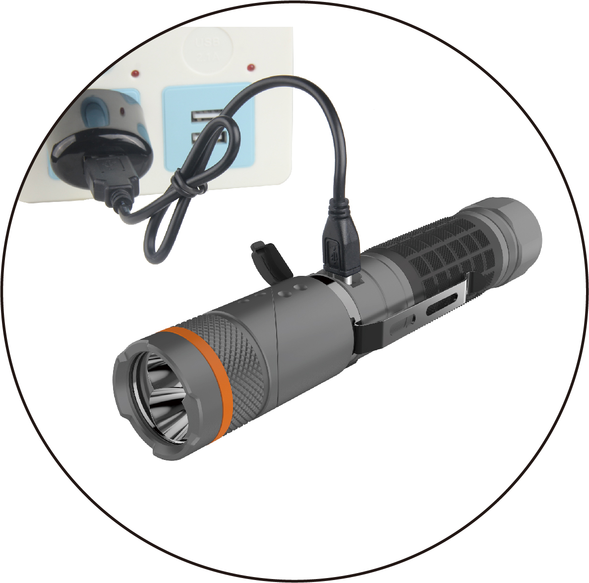 L81H L-torch1*18650 USB Flashlight